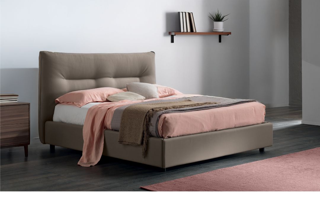 Letto Perseo - Ecopelle, Tortora, Matrimoniale stanza